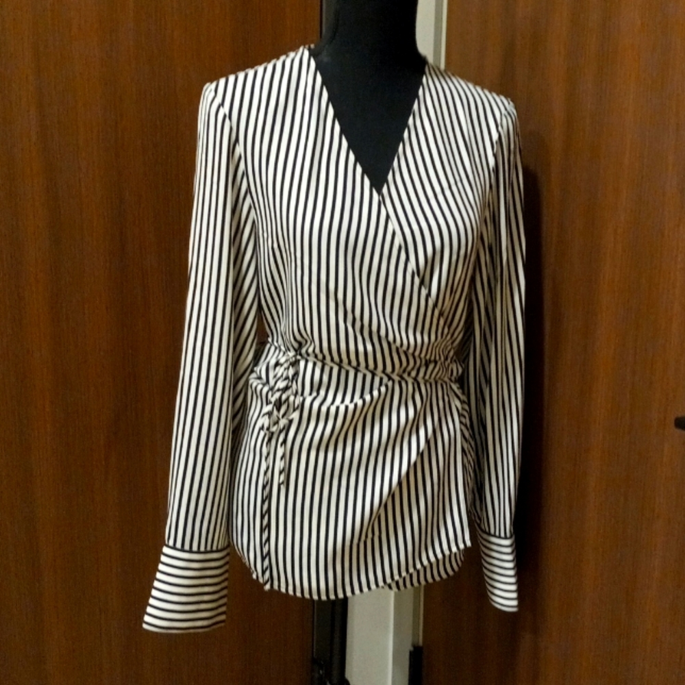 H&M Pin striped wrap blouse